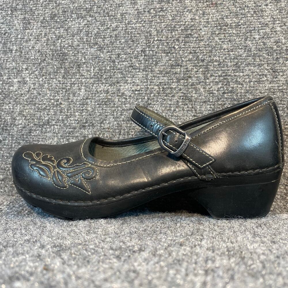 Dansko Professional Black Mary Jane Leather Clogs Embellished Work Shoes 40 10